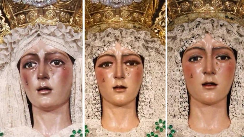 Diferentes expresiones de la Macarena tras la intervención de Arquillo.