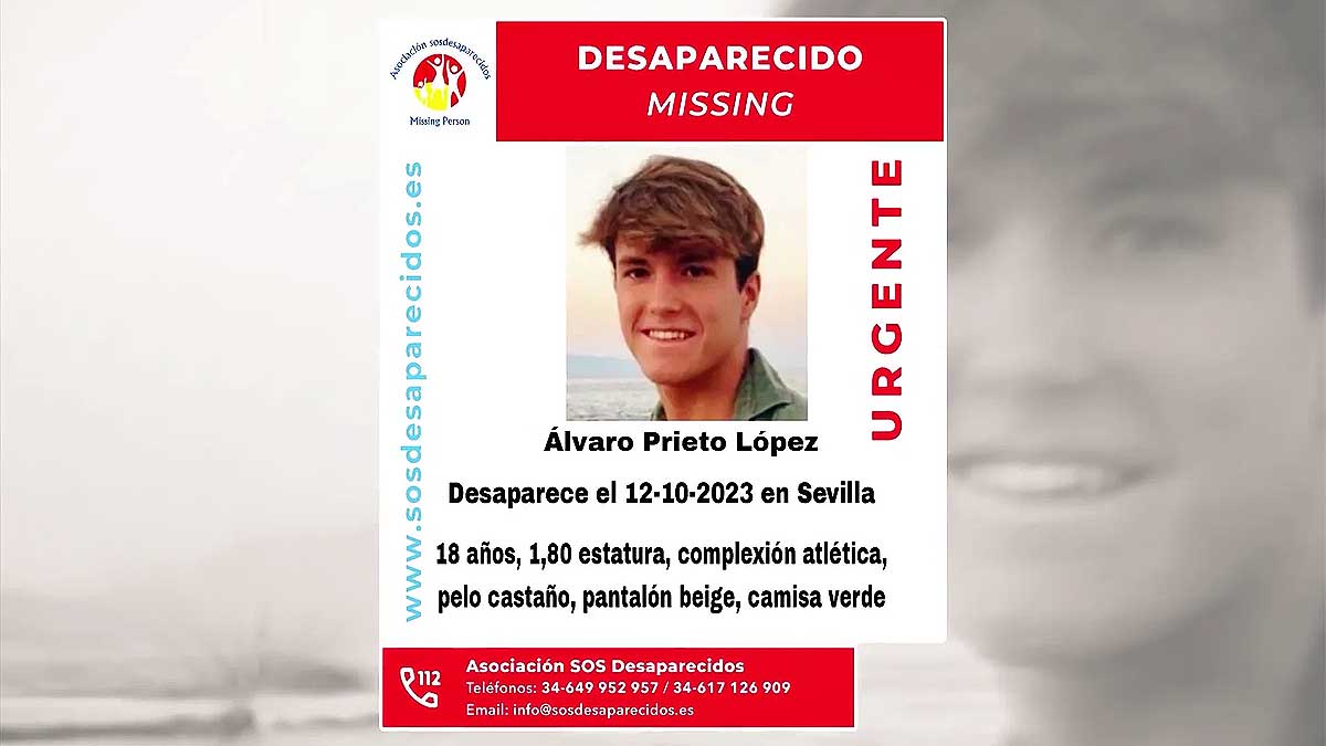 Continúa la búsqueda del joven cordobés Álvaro Prieto, desaparecido en Sevilla, en medio de bulos y falsas informaciones en redes sociales