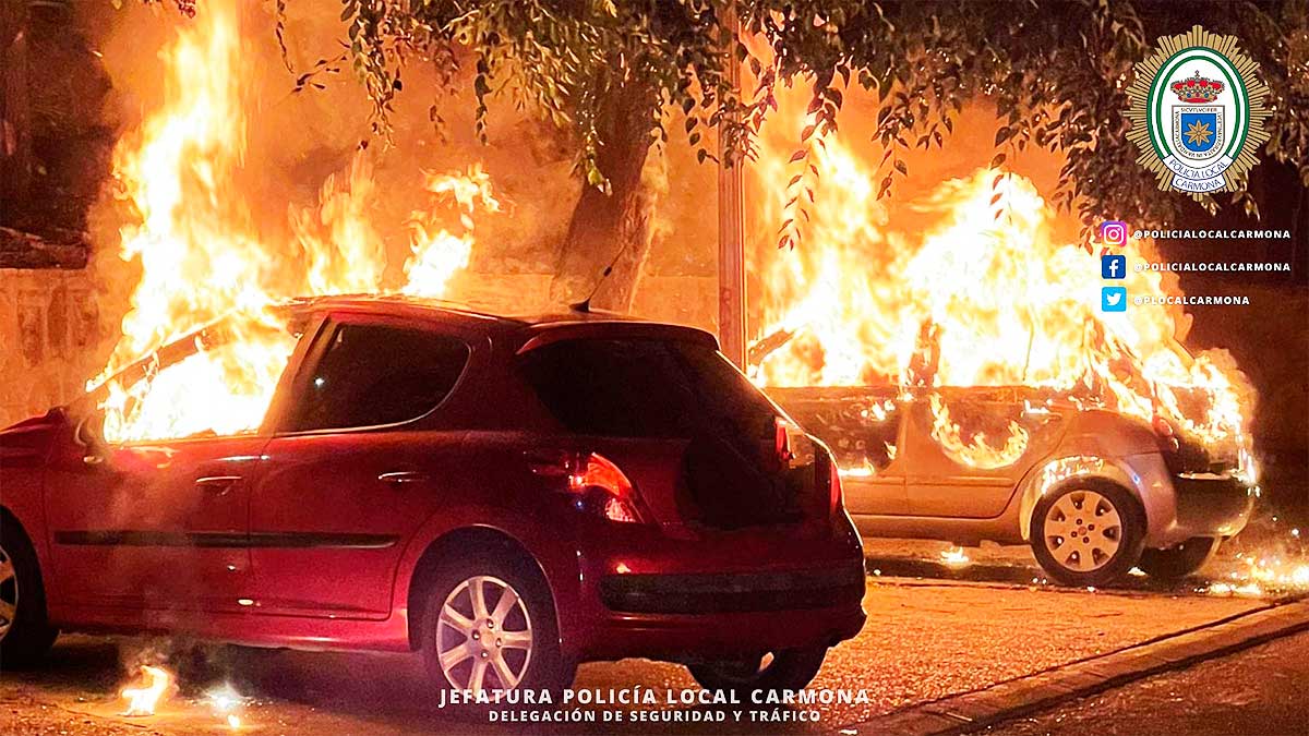 La Policía Local y la Guardia Civil de Carmona investiga la quema intencionada de vehículos en el municipio