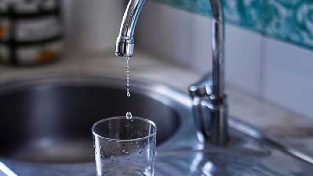 Grifo llenando un vaso de agua.