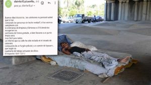 Indigente durmiendo en la calle.