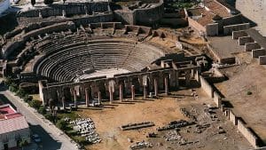 Vista del Teatro romano en Santiponce, Itálica.