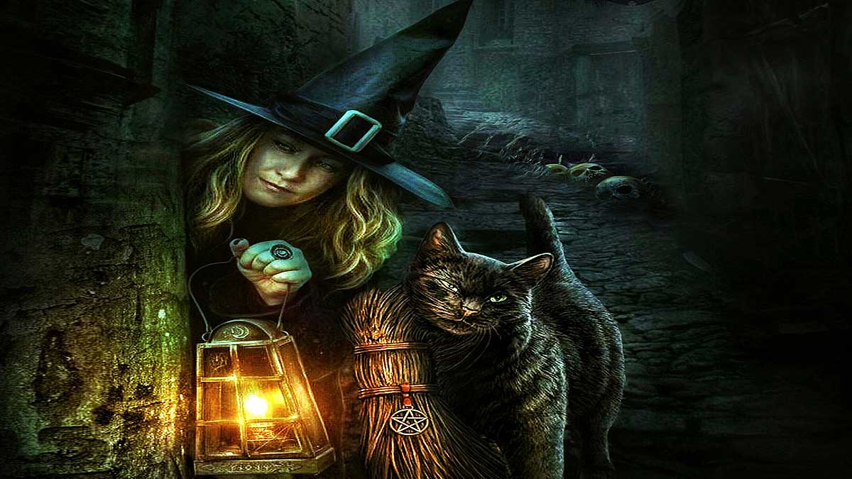 Bruja y su gato.