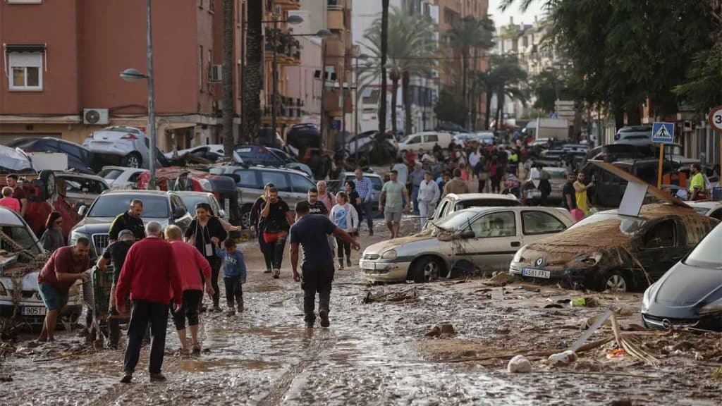 Calle afectada por la DANA en Valencia.