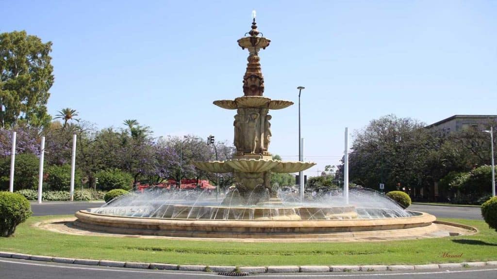 Fuente en su emplazamiento del Prado de San Sebastián.