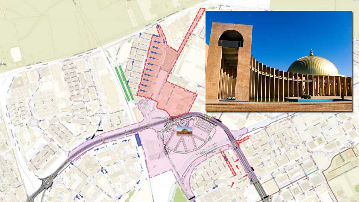 Plano con la afectación de las calles de Sevilla Este y el FIBES.