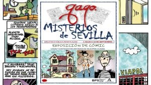 Cartel de la exposición sobre unas viñetas de misterio.