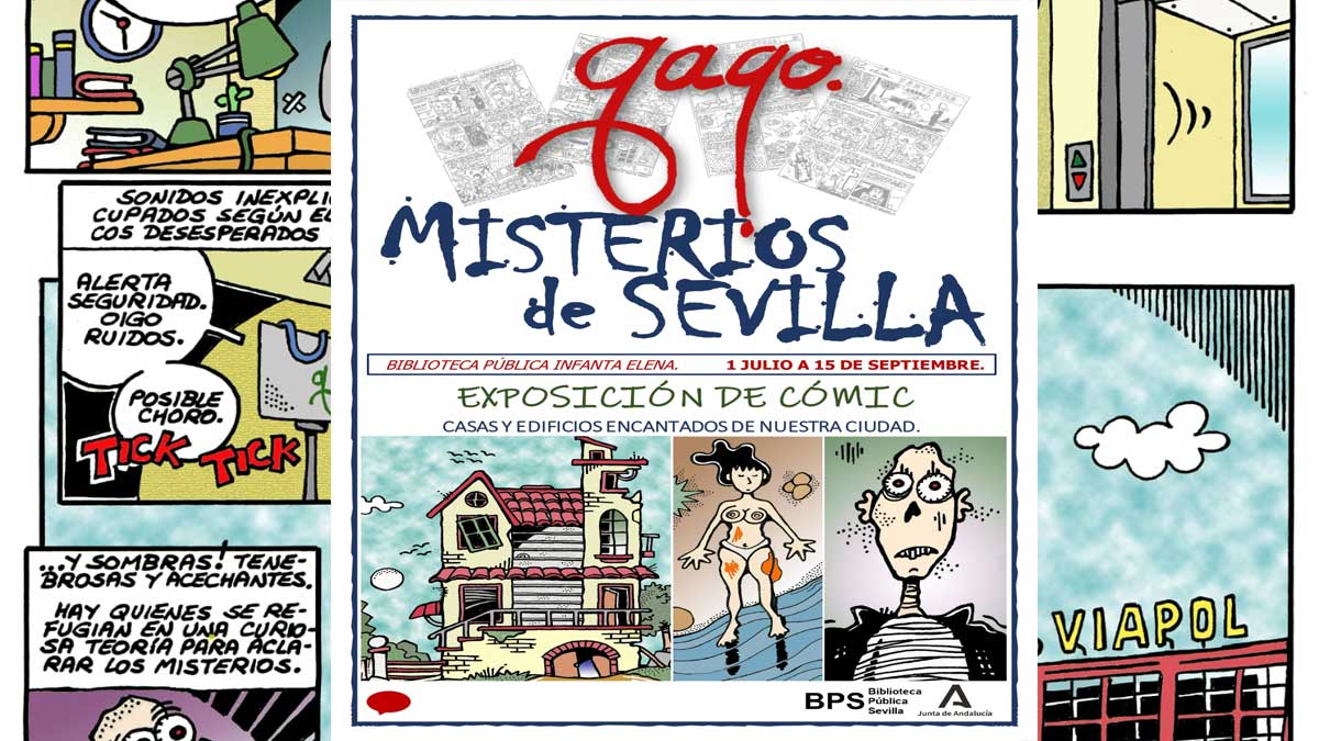 Cartel de la exposición sobre unas viñetas de misterio.