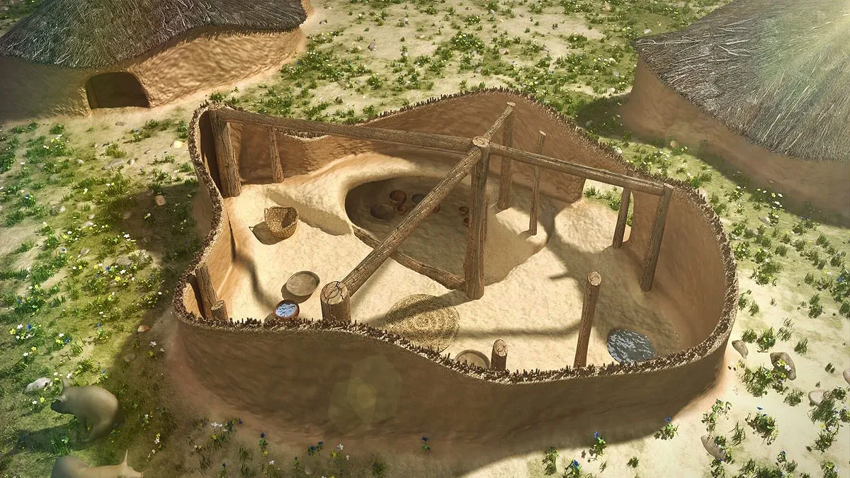 Reconstrucción de una edificación circular en Valencina.