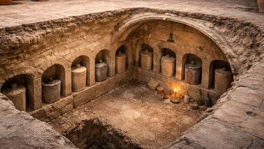 Foso con urnas funerarias.