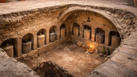 Foso con urnas funerarias.