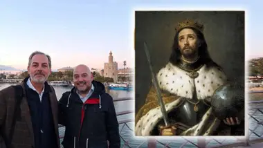 Víctor García Moreno y Jorge Hernández junto a un cuadro de Fernando III.