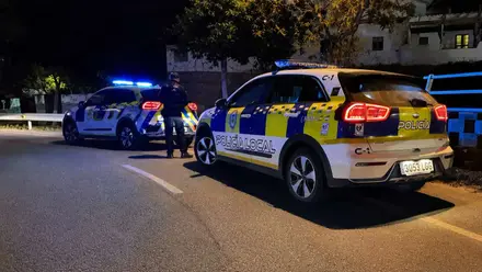 Dos patrullas de la Policía Local en un margen de la carretera.