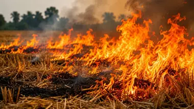 Campo seco ardiendo.