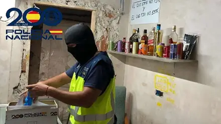 Policía registrando un domicilio.