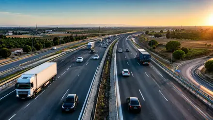 Carretera AP-4 con tráfico en dirección Sevilla y Cádiz y viceversa.