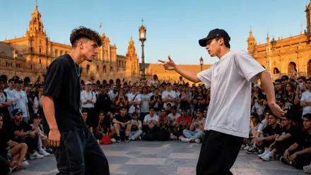 Dos jóvenes en plena "batalla de aura".