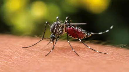 Mosquito sobre la piel de una persona.