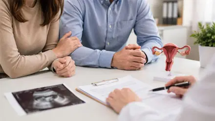Una pareja en la consulta para la reproducción asistida.